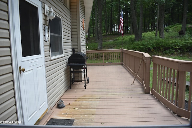 deck featuring area for grilling