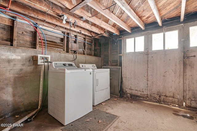 below grade area with washing machine and dryer