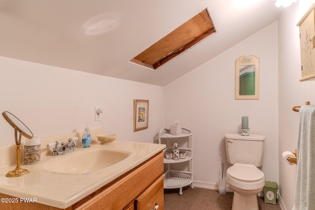 113 Jacobs Ladder Rd, Starrucca, PA 18462 - bathroom featuring vaulted ceiling, vanity, and a skylight
