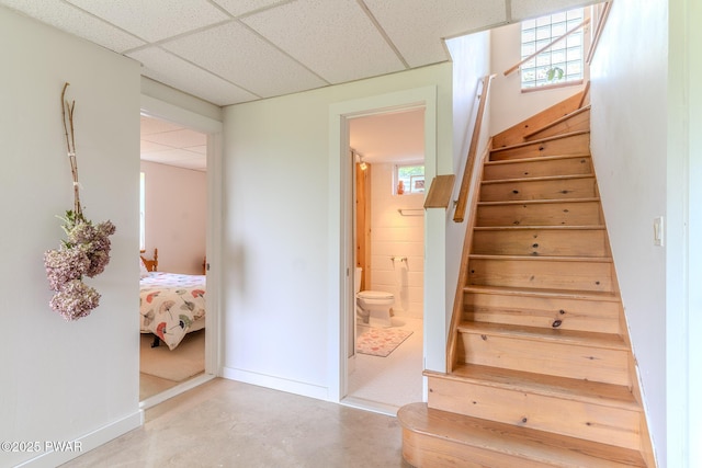 113 Jacobs Ladder Rd, Starrucca, PA 18462 - stairway with a drop ceiling and concrete flooring