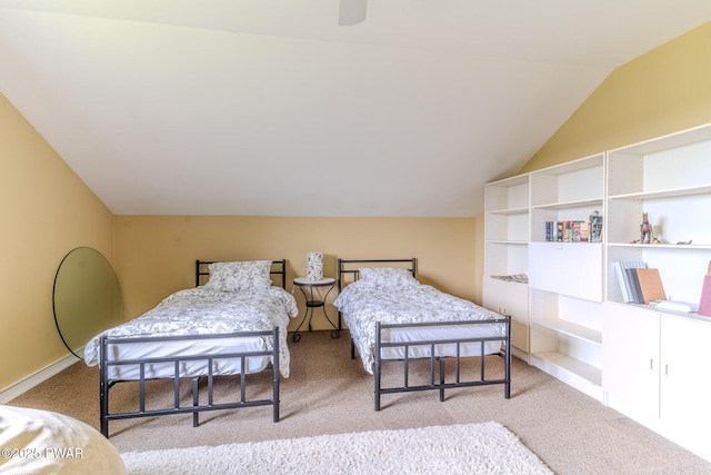 113 Jacobs Ladder Rd, Starrucca, PA 18462 - carpeted bedroom with lofted ceiling and a ceiling fan