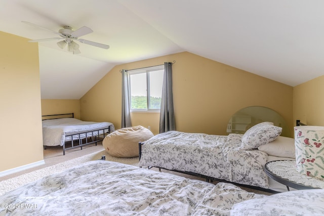 113 Jacobs Ladder Rd, Starrucca, PA 18462 - carpeted bedroom featuring vaulted ceiling and a ceiling fan