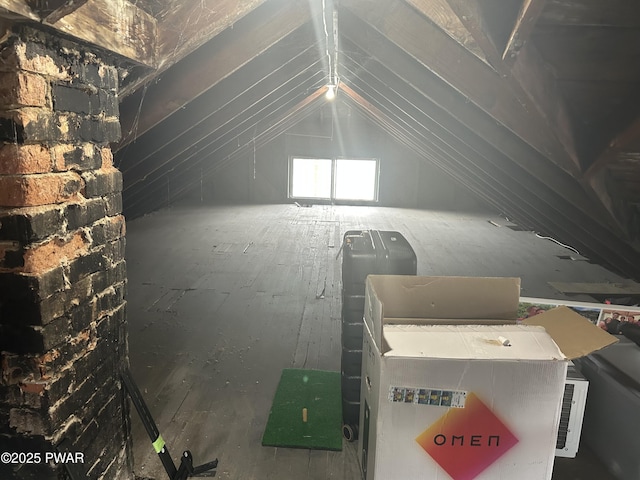 view of unfinished attic