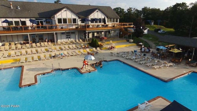 pool with a patio