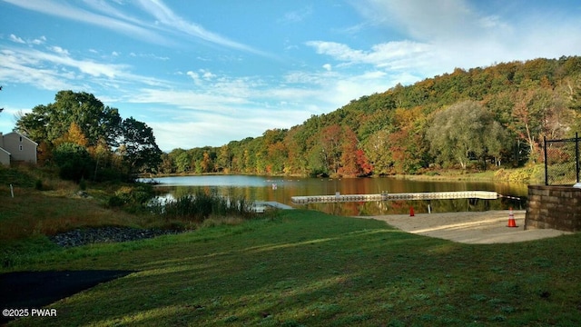 exterior space featuring a view of trees