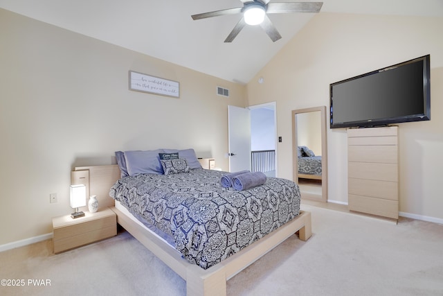 bedroom with visible vents, baseboards, and carpet flooring