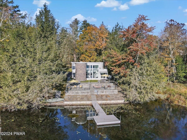 exterior space featuring a water view