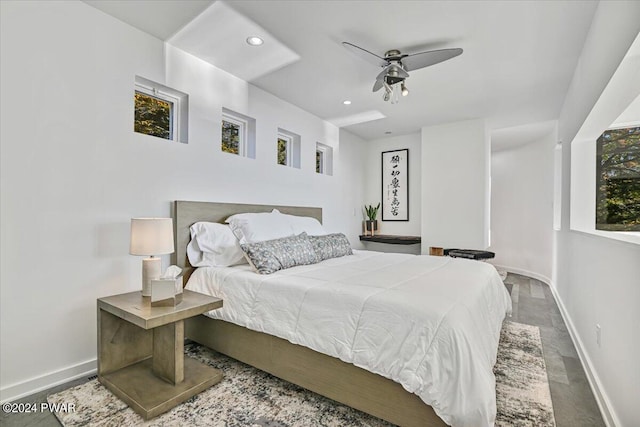 bedroom featuring ceiling fan