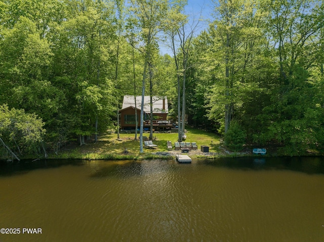 102 Lake Run, Greentown, PA 18426 - dock area with a water view and a view of trees