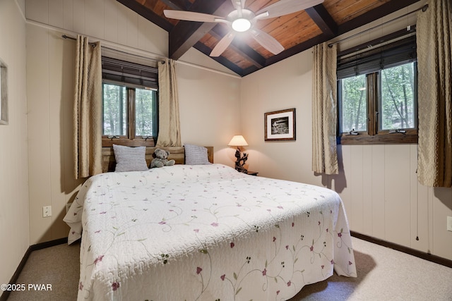 102 Lake Run, Greentown, PA 18426 - bedroom with wooden ceiling, multiple windows, carpet, and a ceiling fan