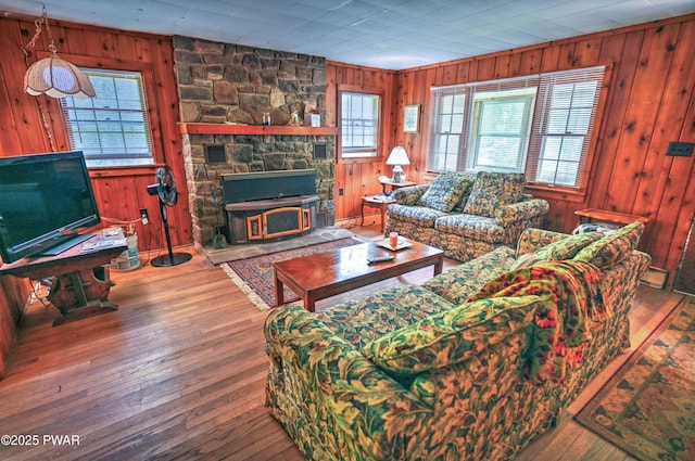 1350 Rt 390, Greentown, PA 18426 - living area featuring wood walls and hardwood / wood-style flooring