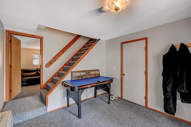 98 Roamingwood Rd, Lake Ariel, PA 18436 - recreation room featuring ceiling fan, baseboards, and carpet
