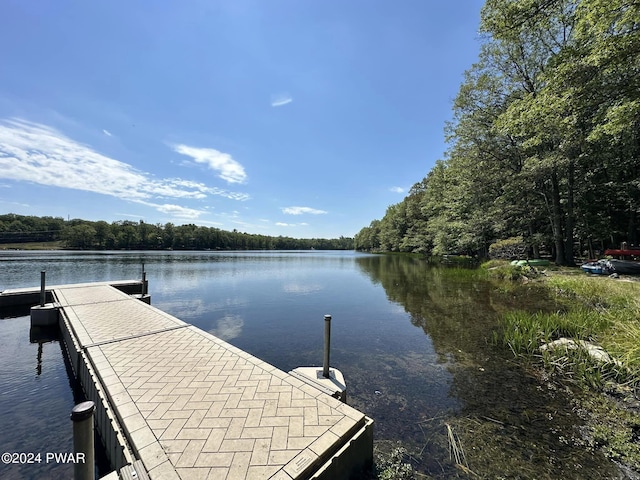 view of dock featuring a water view