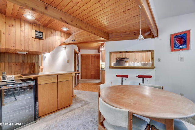 10 Cove Point Cir, Lakeville, PA 18438 - dining space with a wood ceiling with exposed beams and recessed lighting