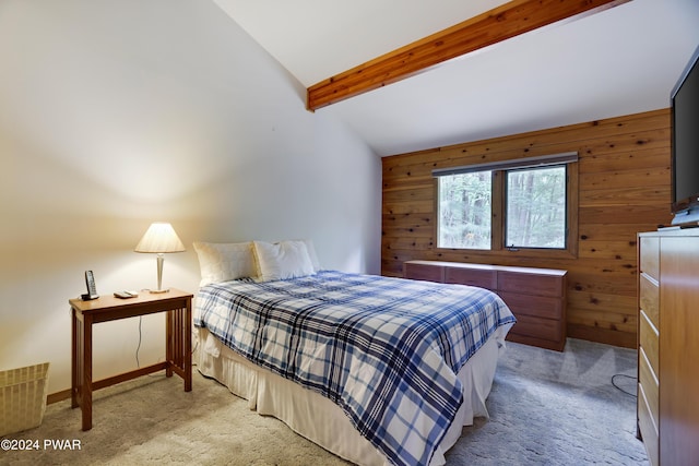 10 Cove Point Cir, Lakeville, PA 18438 - bedroom featuring light carpet and wood walls