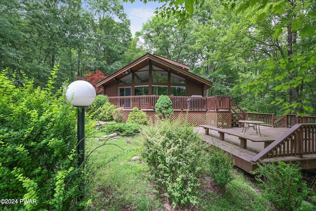 10 Cove Point Cir, Lakeville, PA 18438 - back of house featuring a wooden deck