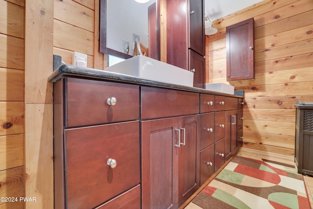 10 Cove Point Cir, Lakeville, PA 18438 - bathroom with wood walls and vanity