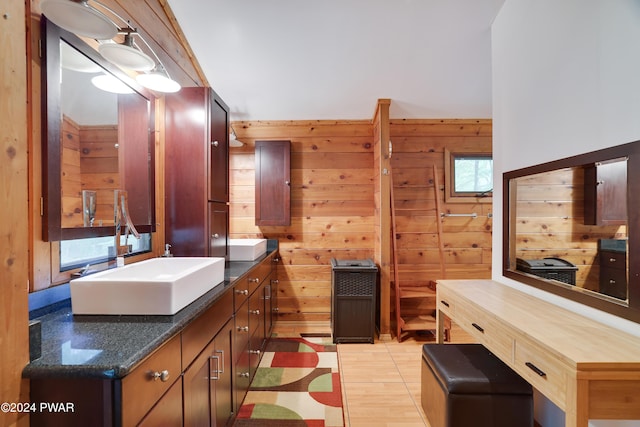 10 Cove Point Cir, Lakeville, PA 18438 - bathroom featuring wood walls, vanity, and wood finished floors