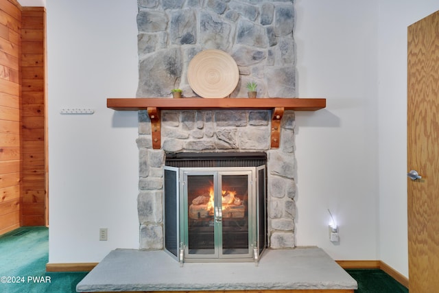 10 Cove Point Cir, Lakeville, PA 18438 - detailed view of carpet and a fireplace
