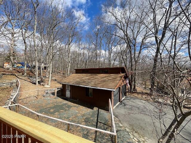 exterior space with an outdoor structure and fence