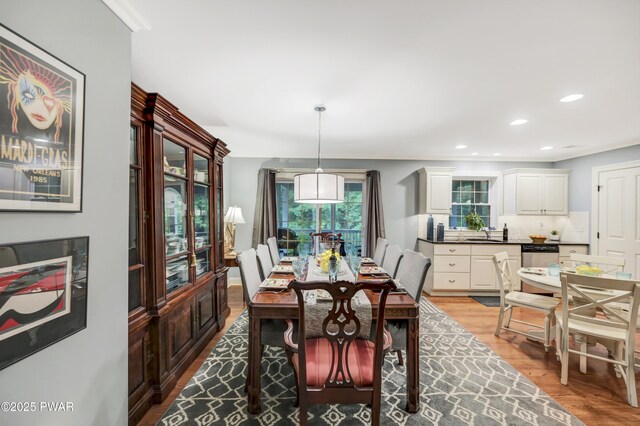 136 Weasel Rd, Dingmans Ferry, PA 18328 - dining space featuring light wood-type flooring and recessed lighting