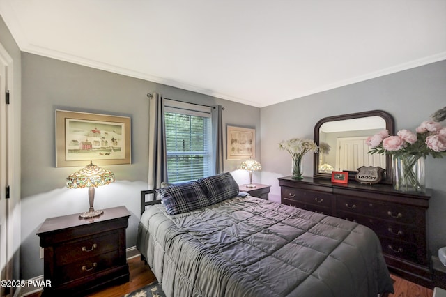 136 Weasel Rd, Dingmans Ferry, PA 18328 - bedroom with ornamental molding and wood finished floors