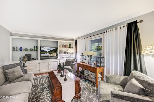 136 Weasel Rd, Dingmans Ferry, PA 18328 - living room featuring crown molding