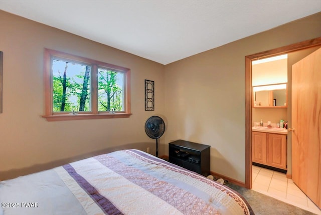 108 Minnow Ct, Lackawaxen, PA 18435 - bedroom with light carpet, ensuite bath, and light tile patterned floors