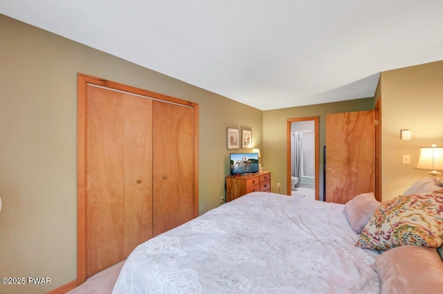 108 Minnow Ct, Lackawaxen, PA 18435 - bedroom featuring a closet, carpet floors, and connected bathroom