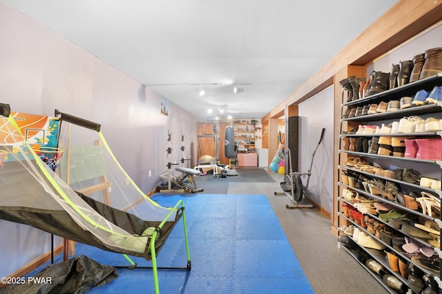 135 Kiel Rd, Milford, PA 18337 - exercise room with baseboards and track lighting