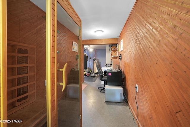 135 Kiel Rd, Milford, PA 18337 - hallway featuring wooden walls and an office area