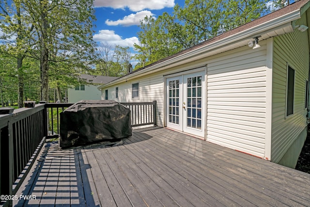 135 Kiel Rd, Milford, PA 18337 - wooden terrace featuring french doors and grilling area