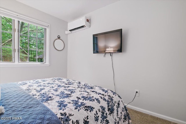 141 Arrowhead Cir, Newfoundland, PA 18445 - carpeted bedroom featuring an AC wall unit and baseboards