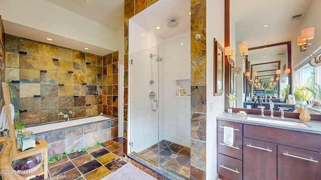 149 Bennett Ave Unit J, Milford, PA 18337 - full bath featuring a shower stall, vanity, tiled bath, and recessed lighting