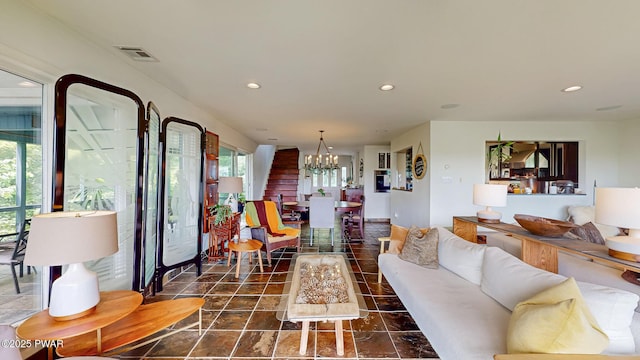 149 Bennett Ave Unit J, Milford, PA 18337 - living area featuring recessed lighting and a chandelier