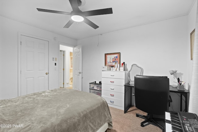 4 Pebble Ct, Lake Ariel, PA 18436 - bedroom featuring light carpet, a desk, and a ceiling fan
