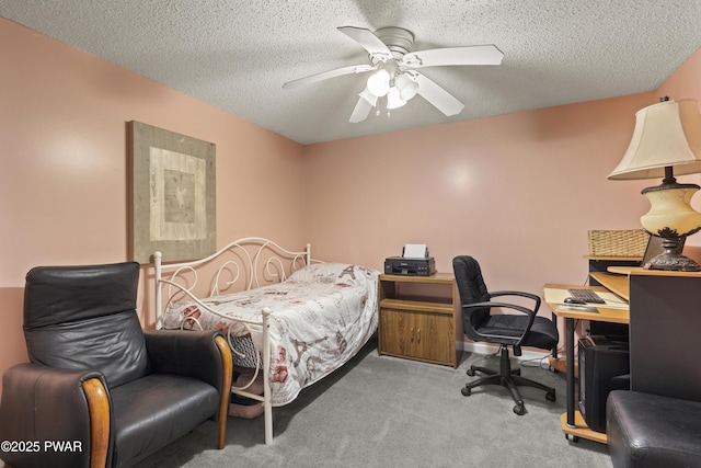 4 Pebble Ct, Lake Ariel, PA 18436 - bedroom featuring carpet, an office area, a ceiling fan, and a textured ceiling