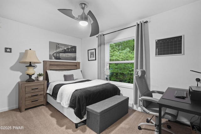 4 Pebble Ct, Lake Ariel, PA 18436 - bedroom featuring a desk, carpet, a ceiling fan, and a wall mounted AC
