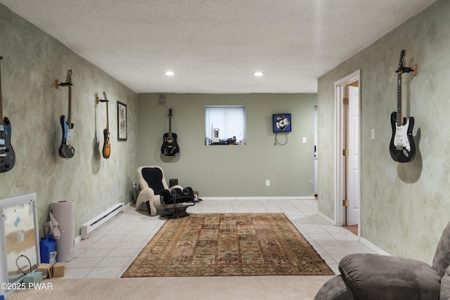4 Pebble Ct, Lake Ariel, PA 18436 - living area with a baseboard heating unit, tile patterned floors, recessed lighting, and a textured ceiling