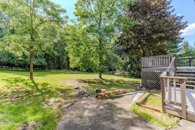 20 Clemen V Muller St, Beach Lake, PA 18405 - view of green lawn featuring a wooden deck