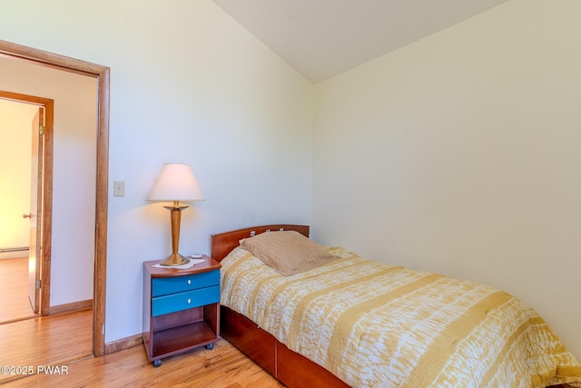 20 Clemen V Muller St, Beach Lake, PA 18405 - bedroom featuring light wood-style flooring and vaulted ceiling