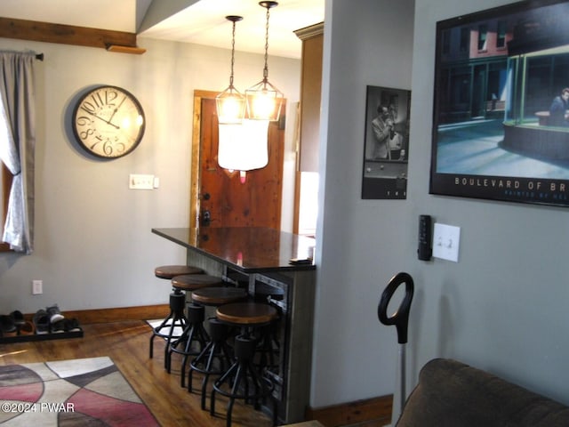 dining space featuring dark hardwood / wood-style flooring