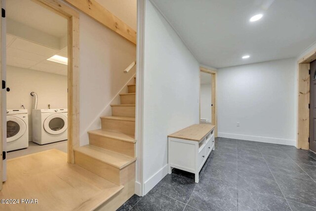 interior space featuring washing machine and clothes dryer