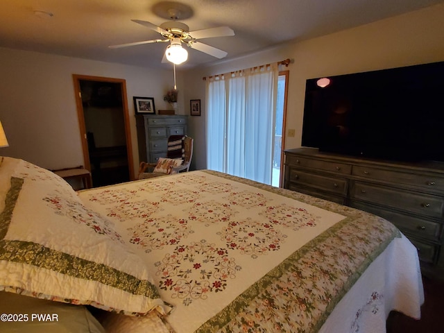 bedroom featuring ceiling fan