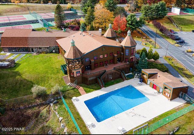 202 Remuda Dr, Lords Valley, PA 18428 - outdoor pool featuring stairs and a patio