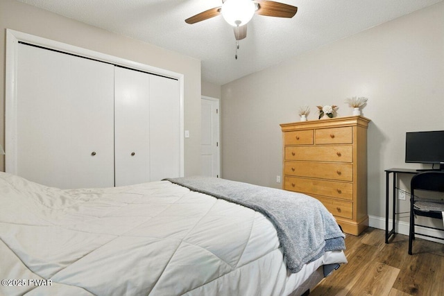202 Remuda Dr, Lords Valley, PA 18428 - bedroom featuring wood finished floors, a closet, and ceiling fan