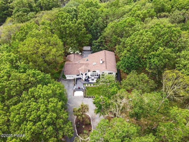 202 Remuda Dr, Lords Valley, PA 18428 - view from above of property with a heavily wooded area