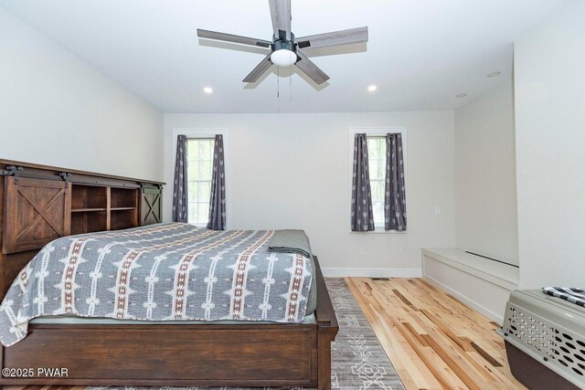 209 Conashaugh Trl, Milford, PA 18337 - bedroom with multiple windows, wood finished floors, recessed lighting, and ceiling fan