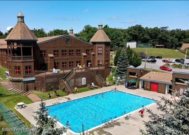 124 Granite Dr, Lords Valley, PA 18428 - community pool featuring stairs and a patio area
