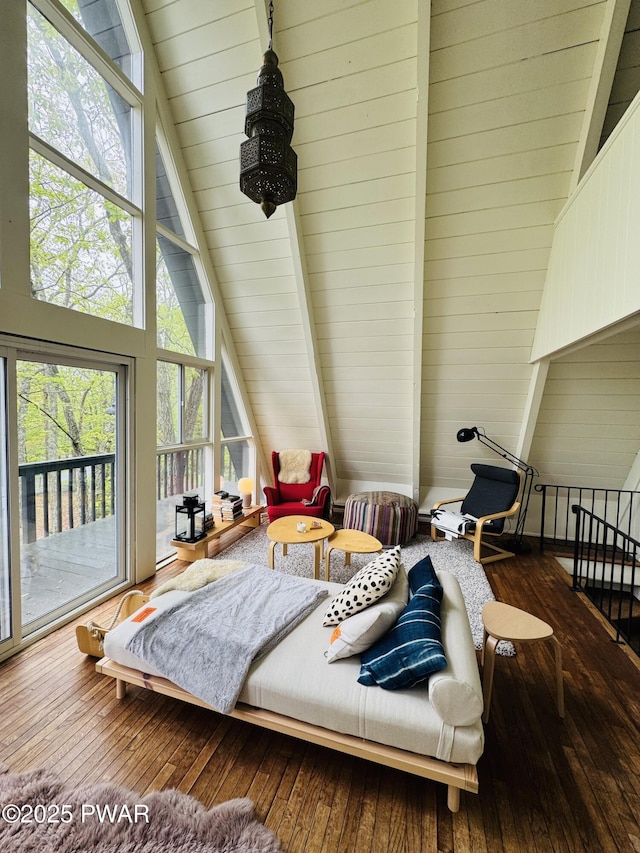 124 Granite Dr, Lords Valley, PA 18428 - bedroom featuring access to exterior and hardwood / wood-style floors